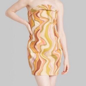 Wild Fable multi wave print bodycon‎ dress . NWT retail 28